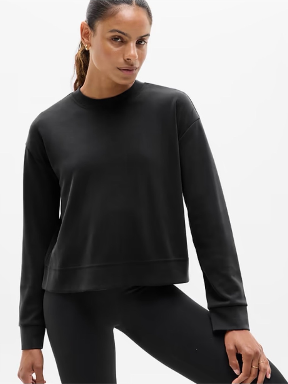 Athleta Seasoft Crewneck Sweatshirt In Black